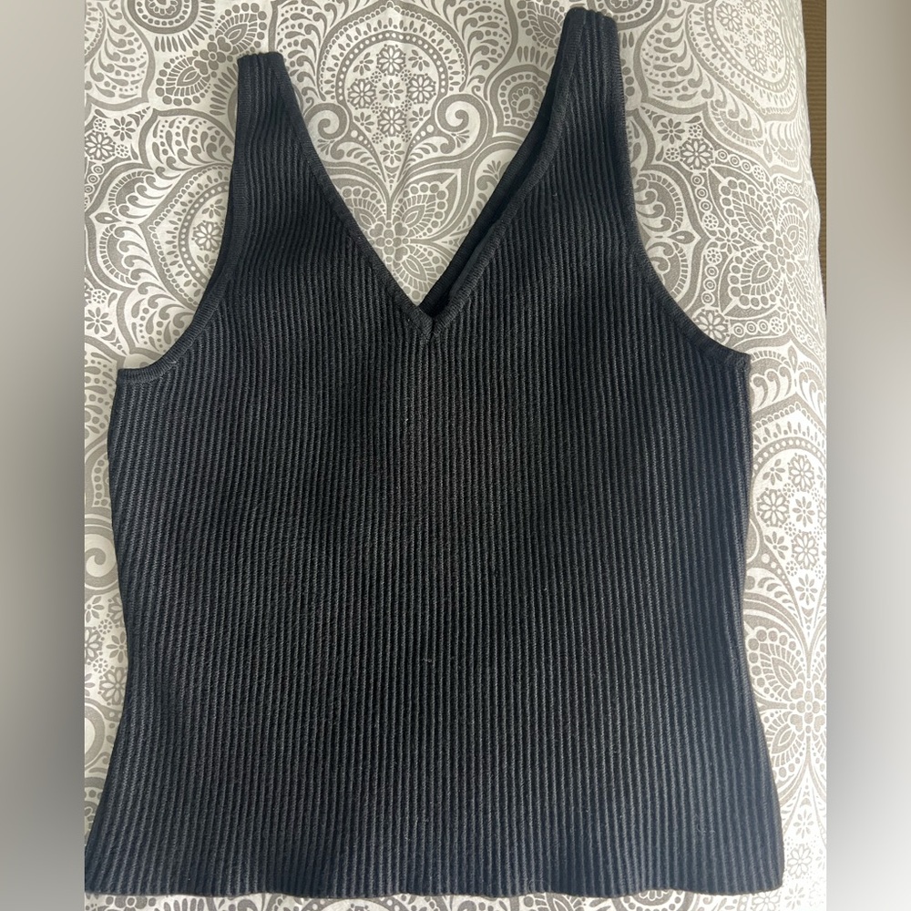 House of Harlow 1960 Black Ribbed Tank Top